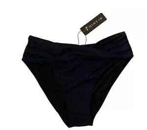 Women's "Tempt Me" Black Twist Ruched Swim Suit Bottom Size Small - Picture 1 of 8