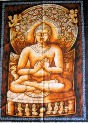 Buddha Batik Wall Hanging Buddhist Tapestry Meditation Poster Yoga Decor Indian - Image 1 of 3