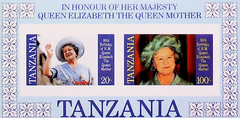 Ошибка Танзания Королевская Королева Елизавета Королева Мать Как новая без наклеек и следов ** Лист 16324 - Изображение 1 из 1