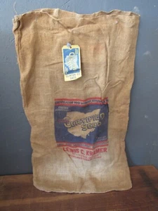 Vintage OHIO CERTIFIED Lewis C. Kramer Seed Sack With 1950's Tag Farmer Barn - Picture 1 of 8