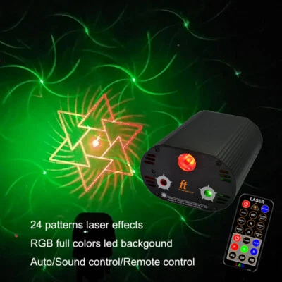 Red Green Laser Stage / DJ Light w/ RGB LED, 24 Gobo Patterns, & Remote Control - Image 1 of 4