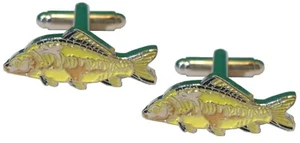 Stunning Mirror Carp Freshwater Fish Fishing Angling Metal Enamel Cufflinks NEW  - Picture 1 of 1