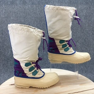 Sorel Winter Boots Womens 7 White Purple Freestyle Waterproof Laced Up Comfort - Picture 1 of 24