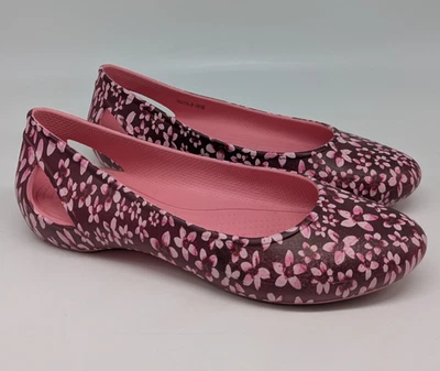 Sapato Crocs Laura Ballet Liso Feminino Tamanho 9 Rosa Floral Casual Flor - Imagem 1 de 4