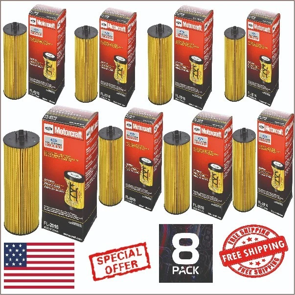 8Pack Motorcraft Oil Filter for Ford F250 SD 6.0L 6.4L PowerStroke Diesel FL2016 - Imagem 1 de 4