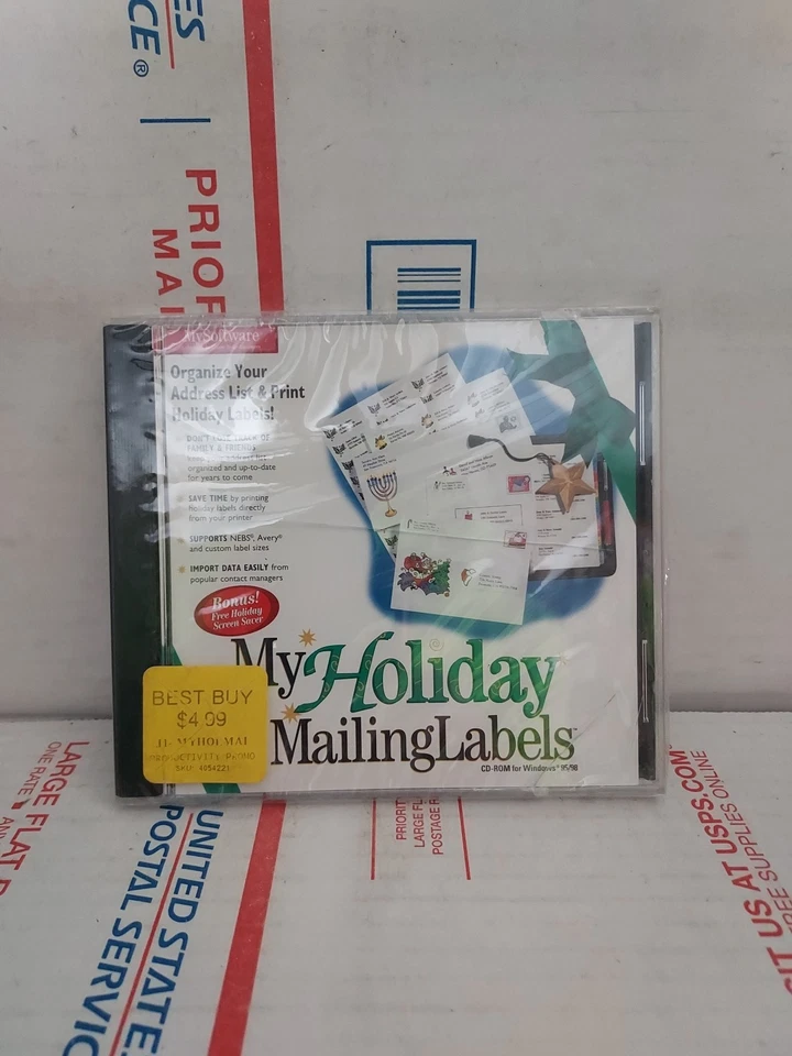 My Holiday Mailing Labels CD-ROM for Windows 95/98 New and Sealed - #162L - Image 1 of 2