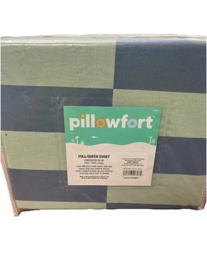 Funda nórdica Pillowfort - Cuadros completos/queen azul 100 % algodón Foto 1 de 3