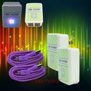 2X 4 USB PORT HUB WALL ADAPTER+6FT CABLE POWER CHARGER PURPLE GALAXY NOTE NEXUS - Zdjęcie 1 z 1