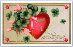 AK Valentinstag Grüße Herz mit Schloss und Schlüssel LR Conwell HV12 - Bild 1 von 2