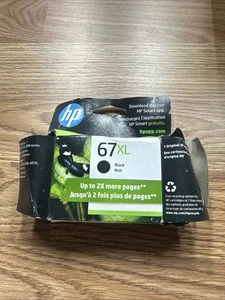 Oryginalny czarny wkład atramentowy HP 67XL datowany na 2/2027 otwarte pudełko - Zdjęcie 1 z 6