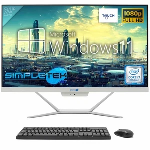 Aio All In One Touch Screen I7 8Th Gen 24" Windows 11 Pro 8Gb 240Gb Full Hd Pc - Picture 1 of 8