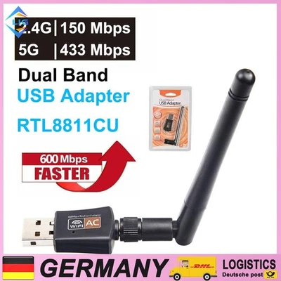 RTL8811CU 802.11ac/b/g/n 2.4/5.0 Ghz USB 2.0 Dual-Band WIFI WLAN Adapter Stick - Bild 1 von 4