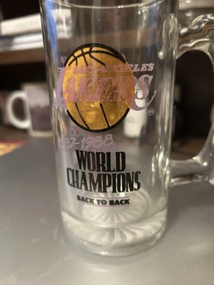 Los Angeles Lakers World Champions Back To Back 87-88 Glass Stein - Image 1 of 4