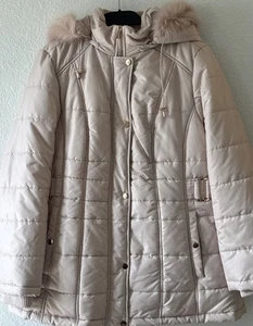 Liz Claiborne Women's XL Winter Coat Punk Faux Fur Hood Puffer Jacket - Picture 1 of 15