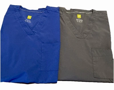 Wonderwink W123 MENS Scrub Top Size 5X Royal Blue & Gray Strech Lot Of 2 - Image 1 of 4