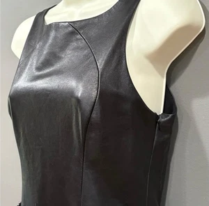 Marno Ro Black Leather Maxi Dress Zip Top Women's Size M - Picture 1 of 10