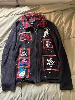 Suéter De Colección Y2K Hampshire Studio Mujer Pequeño Negro Navidad Santa Invierno Foto 1 de 4