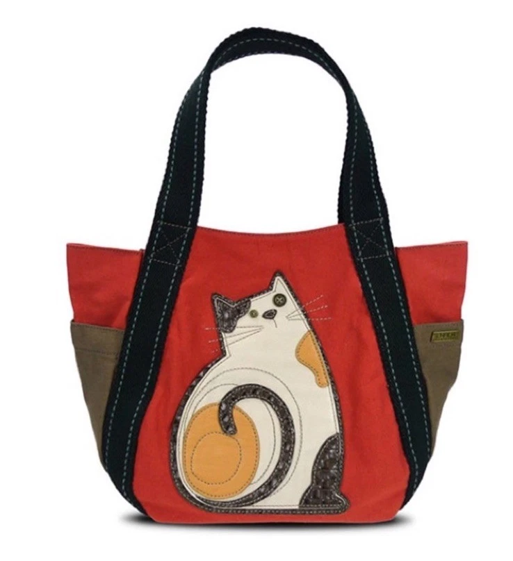 Chala Group Women's Canvas Cat Tote Bag - Kitty Purse with Vegan Leather - Image 1 of 4