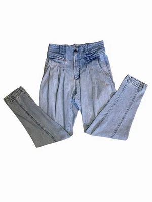 Pantalones Cavaricci Vintage Z Talla 30 Cintura Alta Plisados Pierna Cónica Paracaídas Años 80 Foto 1 de 4