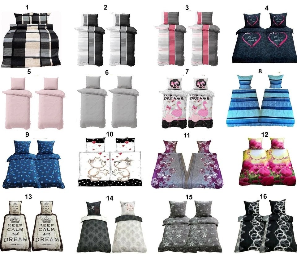 4 tlg 2 tlg Microfaser Bettwäsche 135x200 Bettwaren Bettbezug Sommerfarben Krone - Bild 1 von 1