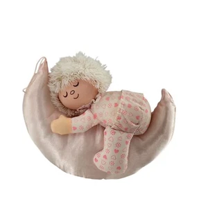Vintage Russ Berrie Plush Moon Doll Pink Pajamas Sleeping Baby 1984 Collectible - Picture 1 of 12