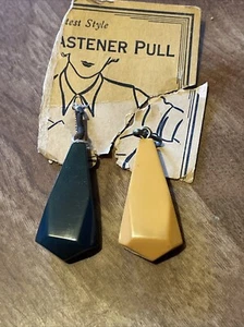 Vintage grün & gelb Bakelit? 1,5" ZIPPER PULL - Bild 1 von 3