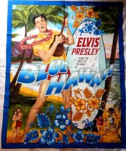 Elvis Presley blue hawaii fun fabric panel piece 43 inch by 17 inch - Picture 1 of 2