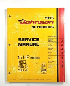 Johnson 1975 15 HP fueraborda taller de servicio manual de reparación JM-7506 prioridad gratuita - Imagen 1 de 12