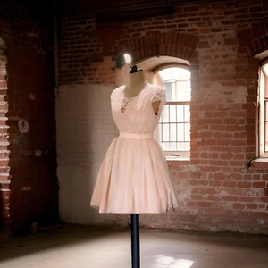 VESTIDO DE NOVIA DE ENCAJE DAMA DE HONOR FIESTA ROSA/RUBOR EE. UU. 10 (Reino Unido 12) ver medidas - Imagen 1 de 2