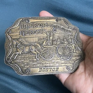Vintage Firefighters Belt Buckle America’s Heroes Fire Dept Boston - Picture 1 of 2