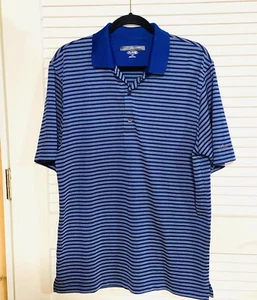 Greg Norman Blue Stripe Polo Golf Shirt Medium Men EUC - Picture 1 of 8