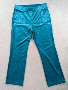 Juicy Couture Tracksuit Pants Womens SZ XL Turquoise Velour Straight Leg Y2K - Picture 1 of 11