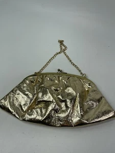 Vintage Marilyn Gold Lame Evening Wristlet Kisslock Bag Convertible Straps - Picture 1 of 3