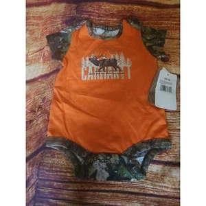 Camiseta Carhartt Mossy Oak Infantil Naranja Una Pieza A Presión Alce Camuflada Nueva Con Etiquetas Talla 6M - Imagen 1 de 8
