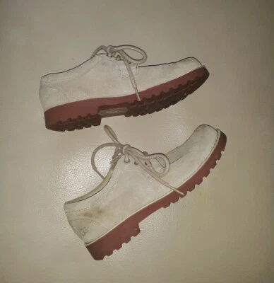 Boys Youth Sz 3 UGG 3292 Light Beige Suede Oxford Fleece Lined Tie Shoes - Изображение 1 из 3