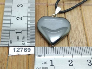 Pendentif coeur HEMATITE de qualité + cordon reglable lithotherapie reiki amour - Picture 1 of 2
