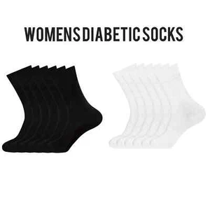 3 Pairs Womens Diabetic Socks Ladies Non Elastic Loose Soft Grip Top Sock 4-7 - Picture 1 of 5