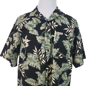 Chaps Hawaiihemd Herren XL Reg Fit Knopfleiste Kurzarm Schwarz Blumenmuster - Bild 1 von 9