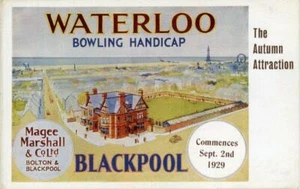GEDRUCKTE WERBEPOSTKARTE BLACKPOOL WATERLOO BOWLING HANDICAP 1929 LANCASHIRE - Bild 1 von 2