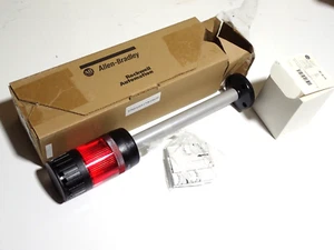 855T-B24DD4 855T-BPM25 ALLEN BRADLEY RED STACK LIGHT & POLE MOUNT SET NEW - Picture 1 of 6