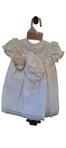 VINTAGE WILL'BETH 3 Months Old Baby Baptism Christening Outfit With Bonnet White - Picture 1 of 3