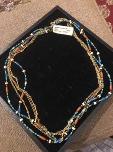 Premier Designs "Sedona" Blue/Brown Toned 24" Necklace $49 (DC) - Picture 1 of 3