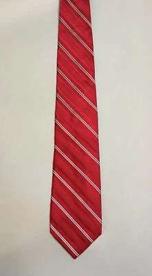 Valentino Corbata de Seda Italiana de Lujo Rojo con Rayas Blancas 3.5 x 61.5" LARGO Foto 1 de 4