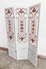 Stupendo paravento separè stile liberty shabby chic in legno e ferro decorato