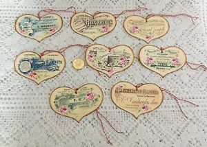 8~Valentine's Day~French Ephemera~Fussy Cut~Linen Cardstock~Gift~Hang~Tags~Ornie - Picture 1 of 1