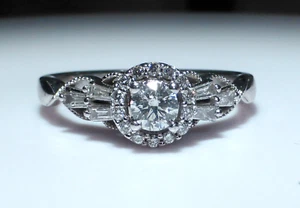 18ct White Gold Diamond Ring .5ct 4.6g UK Hallmark Emmy London Size Q Boxed - Picture 1 of 24