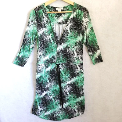 Vestido Kenar Mujer Pequeño Verde Patrón Blusa Manga 3/4 Bolsillos Elastizados S Foto 1 de 4