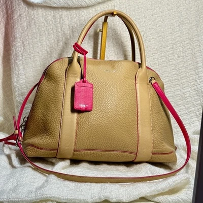 Coach Tan and Pink Bleecker Edgepaint Preston Limited Edition Pink Camel satchel - Image 1 of 4