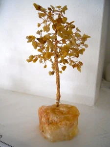 Gemstone Tree  Peach Moonstone  Gold Wire  6 to 8 inches tall - Picture 1 of 6