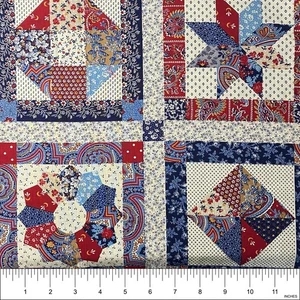 Vintage Cheater Quilt Pattern Cotton Fabric Cranston Quilt Craft Sew | one yard - Picture 1 of 2